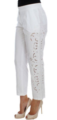 Dolce & Gabbana Weißes Kleid mit Blumen-Cutouts Sizilien-Hose