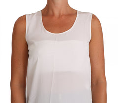 Dolce & Gabbana Weißes ärmelloses A-Linien-Seidenblusen-T-Shirt-Top