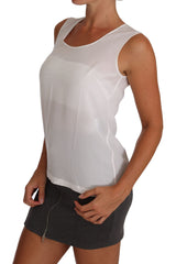 Dolce & Gabbana Weißes ärmelloses A-Linien-Seidenblusen-T-Shirt-Top
