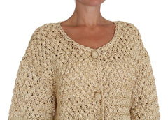Dolce & Gabbana Beige Strickjacke Häkelstrick Raffia Pullover