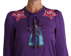 Dolce & Gabbana Lila Bluse Prinz Märchen Besticktes Top