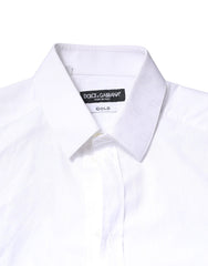 Dolce & Gabbana White GOLD Cotton Long Sleeves Dress Shirt