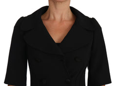 Dolce & Gabbana Schwarze Kurz Eng Anliegende Cropped Blazer-Jacke Aus Wolle