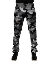 Dolce & Gabbana – Mehrfarbige, zerfetzte Skinny-Jeans aus Camouflage-Stoff