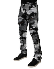 Dolce & Gabbana – Mehrfarbige, zerfetzte Skinny-Jeans aus Camouflage-Stoff