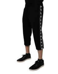Dolce & Gabbana – Kurze Jogginghose aus schwarzer Baumwollmischung