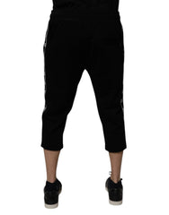Dolce & Gabbana – Kurze Jogginghose aus schwarzer Baumwollmischung