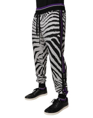 Dolce & Gabbana Schwarz Weiß Zebra Männer Jogger Jogginghose Hose