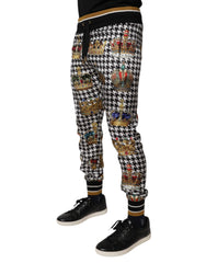 Dolce & Gabbana Mehrfarbige Jogginghose mit Hahnentrittmuster und Krone für Herren