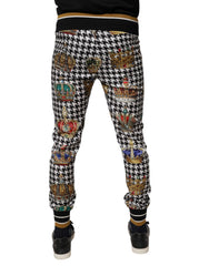 Dolce & Gabbana Mehrfarbige Jogginghose mit Hahnentrittmuster und Krone für Herren