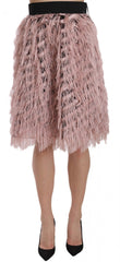Dolce & Gabbana Pink Gold Fringe Metallic Pencil A-line Skirt