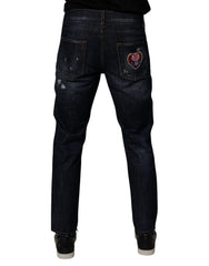 Dolce & Gabbana – Dunkelblaue Skinny-Jeans aus zerfetzter Baumwolle