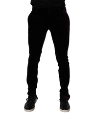 Dolce & Gabbana Violette Samt-Baumwoll-Herren-Anzughose