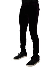 Dolce & Gabbana Violette Samt-Baumwoll-Herren-Anzughose