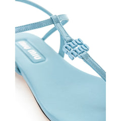 Miu Miu Flip-Flop-Sandalen aus blauem Lackleder
