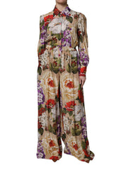 Dolce & Gabbana Mehrfarbiger Jumpsuit mit Blumenmuster und weitem Bein