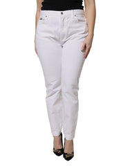 Dolce & Gabbana Weiße Baumwoll-Mid-Waist Skinny Jeans