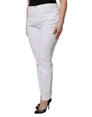 Dolce & Gabbana Weiße Baumwoll-Mid-Waist Skinny Jeans