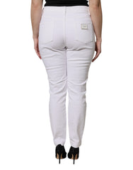 Dolce & Gabbana Weiße Baumwoll-Mid-Waist Skinny Jeans
