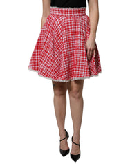 Dolce & Gabbana Rot Weiß Hohe Taille A-Linie Über Knie Rock