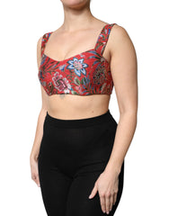 Dolce & Gabbana Rotes florales Brokat Cropped Bustier Korsett-Top