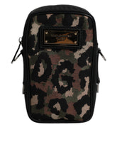 Dolce & Gabbana Umhängetasche mit mehrfarbigem Leoparden-Jacquard und Logo-Plakette