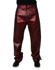 Dolce & Gabbana Rote Leopard Baumwoll Straight Herren Jeans