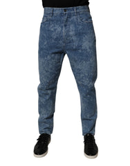 Dolce & Gabbana Blaue Batik Baumwoll-Skinny-Herrenjeans