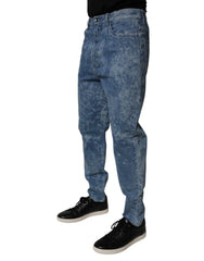 Dolce & Gabbana Blaue Batik Baumwoll-Skinny-Herrenjeans