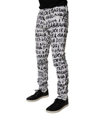 Dolce & Gabbana Weiße Baumwoll-Skinny-Jeans mit Logo-Print