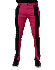 Dolce & Gabbana Pink Black Stripe Slim Fit Herren Anzughose
