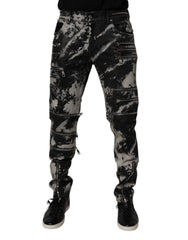 Dolce & Gabbana Schwarze Tie-Dye Baumwoll-Skinny-Jeans mit Reißverschluss