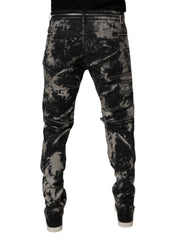 Dolce & Gabbana Schwarze Tie-Dye Baumwoll-Skinny-Jeans mit Reißverschluss