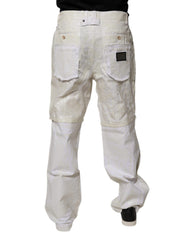 Dolce & Gabbana Weiße Leinen Mid Waist Straight Herren-Jeans