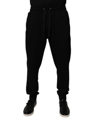 Dolce & Gabbana Schwarze Baumwolle Mid Waist Jogger-Sweatpants Hose