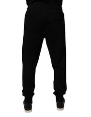 Dolce & Gabbana Schwarze Baumwolle Mid Waist Jogger-Sweatpants Hose