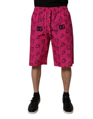 Dolce & Gabbana Rosa Bermuda-Shorts aus Baumwolle mit Herzmuster