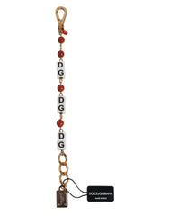 Dolce & Gabbana Mehrfarbiges Armband mit DG Logo-Würfeln aus goldfarbenem Messing