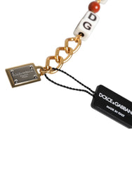 Dolce & Gabbana Mehrfarbiges Armband mit DG Logo-Würfeln aus goldfarbenem Messing