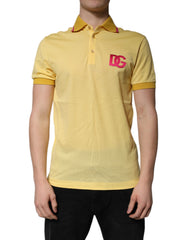 Dolce & Gabbana Gelbes Baumwoll-Polo-T-Shirt mit Logo-Kragen