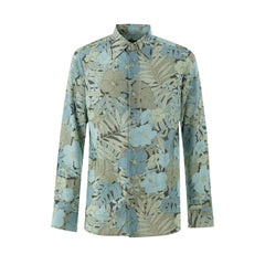 Tom Ford blaues Lyocell-Hemd mit Muster
