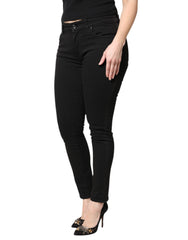 Dolce & Gabbana Schwarze Skinny Jeans aus Baumwolle mit mittlerer Bundhöhe