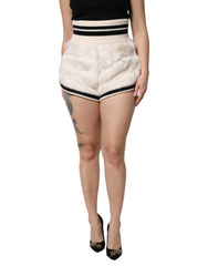 Dolce & Gabbana Weiße Kunstpelz-Hotpants mit hohem Bund