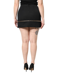 Dolce & Gabbana Black Virgin Wool High Waisted Mini Skirt