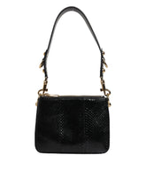 Dolce & Gabbana Schwarze Schulter-Clutch aus exotischem Leder