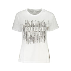 Patrizia Pepe Damen T-Shirt aus weißer Baumwolle