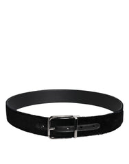 Dolce & Gabbana Gürtel aus schwarzer Baumwolle mit silberfarbener Metallschnalle