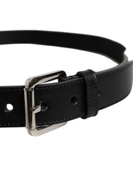 Dolce & Gabbana Black White Printed Metal Logo Buckle Belt
