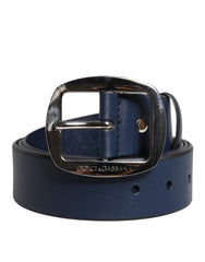 Dolce & Gabbana Gürtel aus blauem Kalbsleder mit klassischer Metallschnalle
