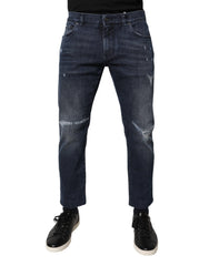 Dolce & Gabbana Blaue Stretch-Skinny-Jeans für Herren aus Baumwolle